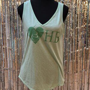 The Human Bean Coffee shop "I heart HB" tank top mint green size m